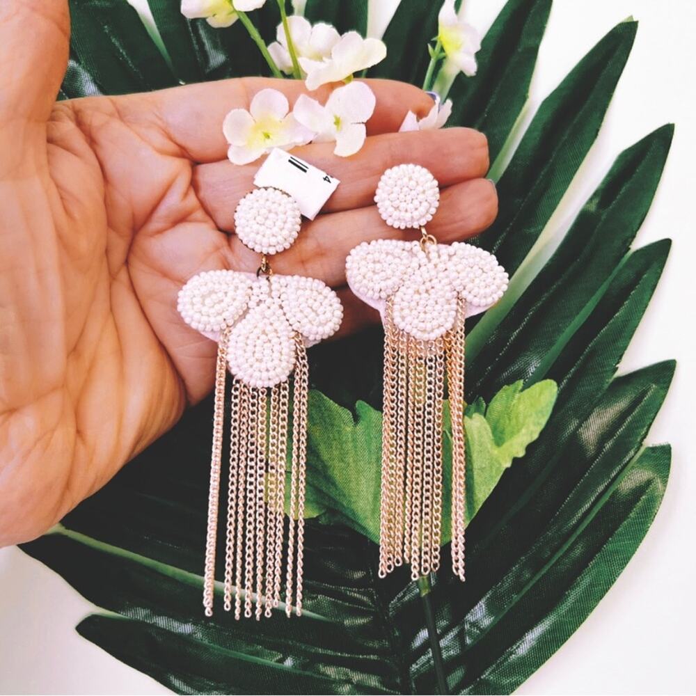 Rush Faux Pearl Cluster Drop Earrings NWT